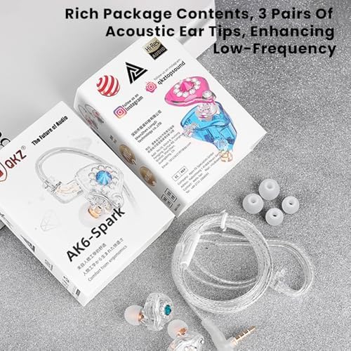 Experience Unmatched Audio Precision with AK6 Spark High-Performance Wired Gaming Headphones – Detachable IEM Earbuds Featuring 11 mm Dynamic Driver for Deep, Punchy Bass and Crystal-Clear Sound Quality – Ergonomically Designed for Maximum Comfort During Long Gaming Sessions – Includes Blue Microphone for Enhanced Voice Clarity Across All Platforms – Versatile Compatibility for PCs, Consoles, and Mobile Devices – Perfect Choice for Gamers and Music Lovers Seeking Superior Sound and Style – Lightweight and Portable for On-the-Go Listening – Durable Construction Ensures Longevity and Reliability – Elevate Your Gaming and Music Experience with the Ultimate Hi-Fi Earbuds