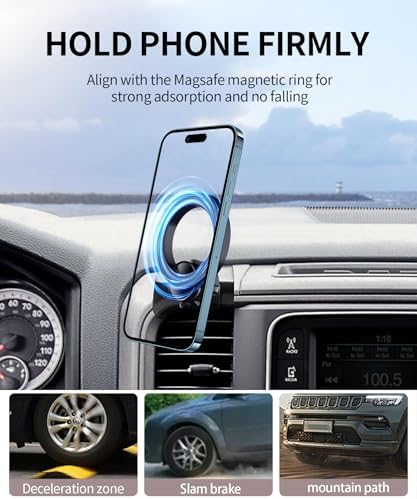 Dodge RAM 1500/2500/3500 Car Phone Holder: 360° Rotating Mag Safe-Compatible Mount for Seamless Navigation, Non-Damaging Install, Air Vent Safe Cell Phone Cradle for 2019-2024 Models