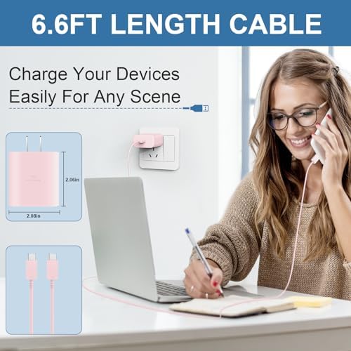 Rapid Charge 45 W USB Type C Power Adapter with 6.6 FT Cable for Samsung Galaxy – Ultimate Fast Charging Solution for S25/S25 Ultra/S24/S23/S22/Note Series – Enhanced Compatibility and Robust Build for Daily Demands