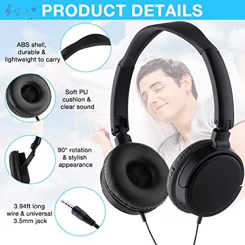 Yunsailing 18-Pack Adjustable Over-Ear Headphones for Students – Durable and Hygienic Wired Classroom Audio Solution with Individually Wrapped Earbuds for Optimal Learning Engagement (Black)