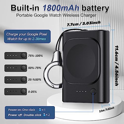 1800 m Ah Magnetic Wireless Charger for Google Pixel Watch 1 – Ultimate Portable Charging Solution with Keychain, Fast Charging & Exclusive Compatibility, Perfect for Active Lifestyles