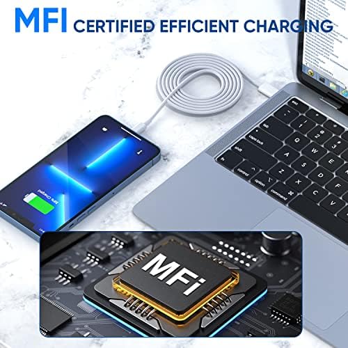 Apple MFi Certified 20 W PD Wall Charger with 3 FT USB C to Lightning Cable – Ultra-Fast Charging Solution for i Phone 14 Pro Max, 14, 13 Mini, 12, 11, XR, XS Max, i Pad Air 3, and Air Pods – Compact & Travel-Friendly Design for Enhanced Device Compatibility and Efficiency