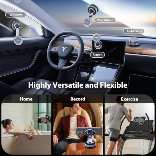 Advanced Carbon Fiber Mag Safe Car Phone Holder – 96 LBS Vacuum Suction & 2800 gf Magnetic Grip for Secure Hands-Free Navigation – 360° Adjustable Mount Compatible with i Phone 12 to 16 Pro Max – Ultimate Stability for Modern Drivers