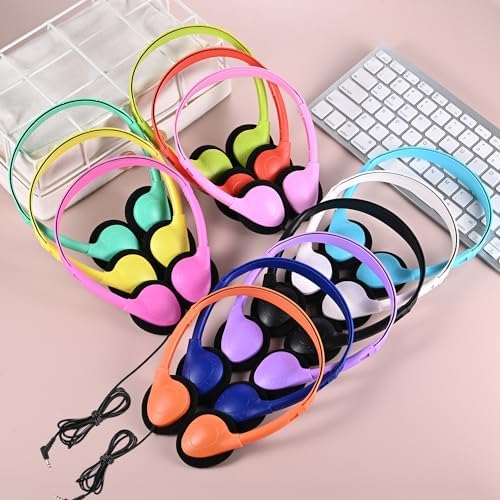 Classroom-Ready Wired Headphones – 25 Pack Durable On-Ear Audio Solution for Students, Comfortable Fit for Enhanced Learning, Ideal for Group Activities and Educational Use