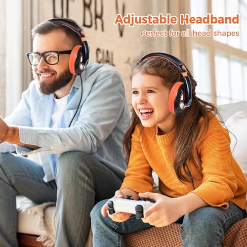 Rockpapa Kids Over-Ear Headphones – Lightweight Wired Audio Gear for School, Travel, and Home – Stylish White and Blue Design for Boys and Girls – Immersive Sound Quality with Adjustable Comfort and Durable Build for Young Audiophiles