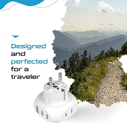 Ultra-Compact 5-in-1 Travel Power Adapter for India, Pakistan & More – Rapid Charge 3.1 Dual USB & USB-C Ports for Bangladesh & Maldives – Lightweight Design for Effortless Global Device Charging on Your Journeys
