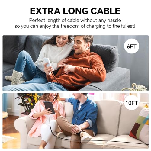 USB C to USB C Cable(2-Pack),20W Wall Charger Block Type C Charging Cord Fast Charge 6FT/10FT Long Compatible with Phone 16/15/15 Plus/15 Pro/15 Pro Max/Galax S24/S23/S22 and More,Black – Enhanced Compatibility and Speed