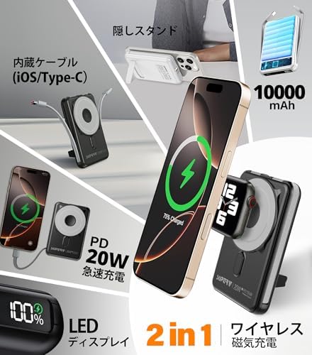 Magnetic 10000 m Ah Portable Charger Power Bank with LED Display – Fast Charging, Built-in Cables, Stylish Purple Design – Compatible with i Phone 16/15 Pro Max, Samsung Galaxy S24/S23, and Apple Watch – Ultimate Convenience for On-the-Go Users