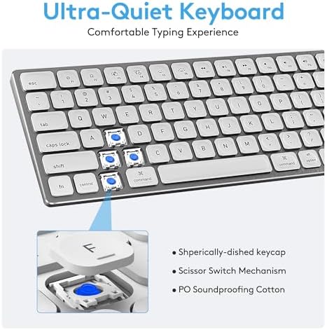 Sleek White Aluminum Backlit Keyboard for Apple Mac – USB-A & USB-C Wired with Numeric Keypad, Effortless Plug-N-Play Setup for i Mac, Mac mini & Mac Book Users – Enhance Productivity & Style with Premium Build and Low-Light Typing Comfort