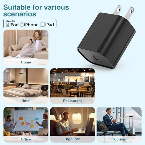 Ultra-Fast 20 W USB C Charger Block – 4 Pack for i Phone 16/15 & Multi-Device Compatibility – Compact Power Adapter for Apple, Samsung, Google – Essential Travel Charging Solution with Enhanced Durability and Safety Features
