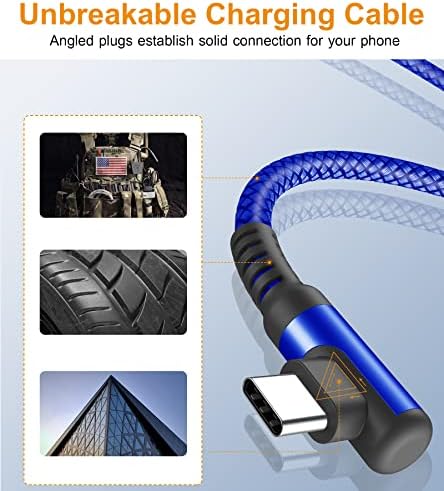 sweguard 10 FT Right Angle USB Type C Charger Cable – Durable Nylon Braided 2-Pack for i Phone 15/16 Pro Max & Samsung Galaxy Models – Enhanced Fast Charging & Tangle-Resistant Design for Ultimate Convenience and Performance