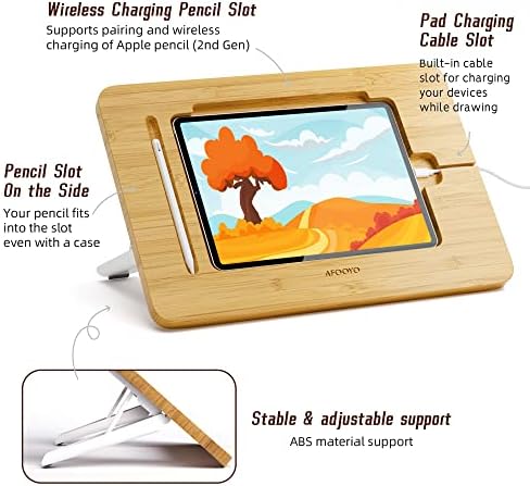 Eco-Friendly Bamboo Tablet Drawing Stand – Adjustable 5 Angles for Ultimate Comfort, Lightweight & Portable Riser for Tablets and Laptops (9.7″ to 11″) – Enhance Creativity and Ergonomics with Non-Slip Stability