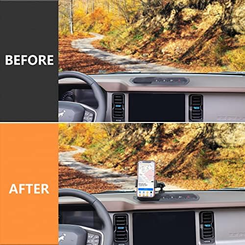 Revolutionize Your Ford Bronco Experience with the 360° Adjustable Dash Phone Mount Holder – Precision-Engineered Aluminum Smartphone Bracket for 2021-2025 Models, Perfect for 2-Door and 4-Door Interiors, Effortless Installation, Stylish Black Design for Maximum Durability and Functionality