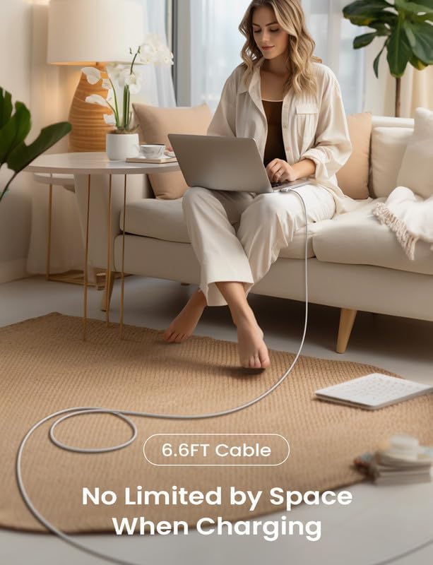 LISEN 6.6 ft USB-C to Mag-Safe 3 Charging Cable for Mac Book Air & Pro (2022-2024) – Premium Rapid Charging Solution, Durable Design with Elegant Midnight Finish, Ideal for Seamless Power Delivery and Enhanced Device Safety