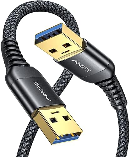 High-Speed AINOPE 2-Pack USB 3.0 A to A Male Cable – 6.6 FT Durable Male-to-Male Connection for KVM Switch, External Hard Drives, Laptops & TVs – Reliable Data Transfer Up to 5 Gbps for Enhanced Productivity and Versatile Use