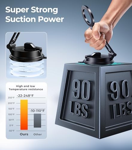 Mag Safe-Compatible Vacuum Suction Car Phone Holder – Versatile Magnetic Mount with Aerospace Alloy Arm for Tesla, Gym, Shower, and Smooth Surfaces – Secure Dashboard/Windshield Screen Solution for i Phone – 360-Degree Rotation for Optimal Viewing Angles and Hands-Free Safety