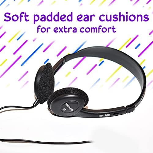 Maxell Teachers 24-Pack Stereo Headphones – Superior Comfort & 6-Foot Wired Flexibility for Classrooms, Padded Ear Cushions for Extended Use, Adjustable Headband for All Sizes, Lightweight Design for Effortless Portability, Durable Audio Solution Tailored for Educational Excellence