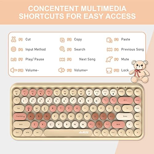 FELICON Retro Mini Wireless Bluetooth Keyboard – Portable 84-Key Typewriter Design for Android, i Pad, Windows & PC – Perfect Companion for Home & Office with Enhanced Compatibility and Rechargeable Battery