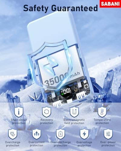 SABANI 35000 m Ah Power Bank – All-in-One Portable Charger with 4 Integrated Cables, 22.5 W Fast Charging for i Phone 16/15/14/13 & Samsung Android Devices – Ultimate On-the-Go Battery Solution in Sleek Black Design for Seamless Connectivity and Reliability