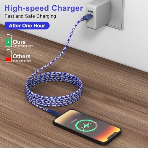 Ultra-Long 26 FT Lightning Charger Cable for i Phone – Apple MFi Certified, Fast 2.4 A Charging, Durable Nylon Braided Design for i Pad/i Pod – Ultimate Flexibility and Performance for Home or Travel Use