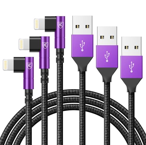 Revolutionize Your Charging Routine with the 90 Degree i Phone Charger – 6 FT Right Angle MFi Certified Lightning Cable (3-Pack) for i Phone 14/13/12/11/Pro/Max/Mini/X/Plus/8/7/6/5 S/Plus/i Pad – Durable Nylon Braided Design for Fast, Efficient Power in Tight Spaces and Ultimate Comfort During Use