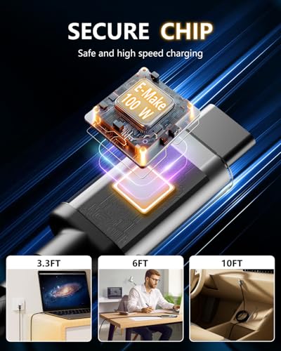 6 ft USB C Fast Charging Cable with Magnetic Attachment & Adhesive Metal Plate – 100 W Braided Type C Cord for Galaxy S24/S23/S22 Ultra, i Phone 16/15, i Pad, Dell XPS – Grey – Ultimate Speed and Versatility for Modern Devices