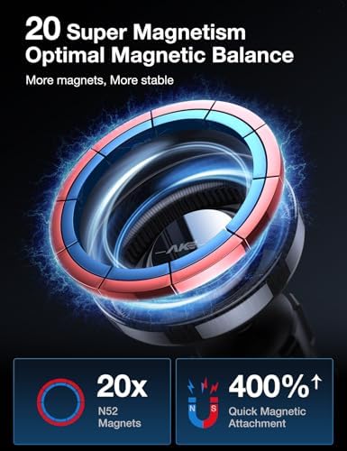 AKESEPE for MagSafe Car Mount [2025 Strongest Magnet Power] Magnetic Phone Holder for Car Vent 360° Rotation Magnetic Car Phone Holder Mount for iPhone 16 Pro Max 15 14 13 Plus Mini – Enhanced Compatibility and Speed