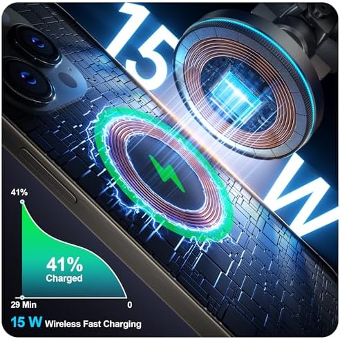 Experience Ultimate Driving Convenience with the Beser Mag Safe Car Mount Charger – 15 W Qi Wireless Charging for i Phone 15/14/13/12 Series, Powerful 4.13 lbf Magnetic Hold, Multi-Purpose Dashboard/Vent Phone Holder, Customizable 7-Color LED Lights, Premium Aluminum Design in Sleek Silver Finish