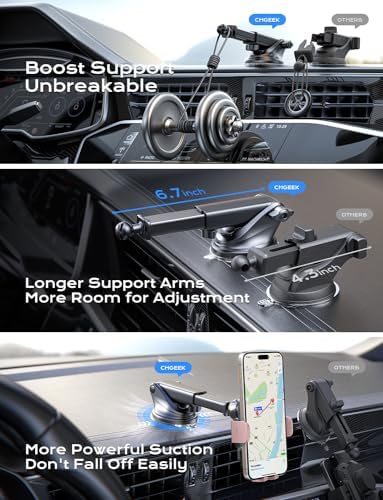 CHGeek 15 W Wireless Car Charger & Auto-Clamping Phone Mount – Fast Qi Charging Solution for i Phone 15/14/13/12/11 Pro Max & Samsung Galaxy S25/S24/S23/S22/S21/S20 – Stylish Pink Design for Modern Drivers – Effortless Device Security & Optimal Viewing Angles