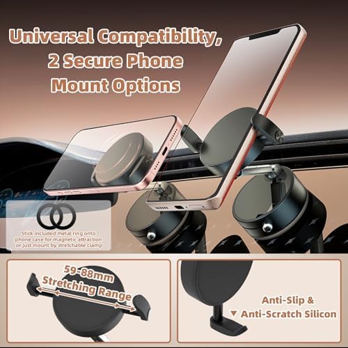 SEVENKA 360-Degree Magnetic Car Phone Holder: Universal Adjustable Mount for Hands-Free Navigation with Secure Windshield Suction – Compatible with i Phone & Samsung for Enhanced Road Safety and Optimal Viewing Angles