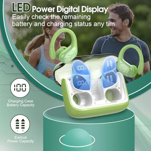 Ultimate Bluetooth 5.4 Wireless Earbuds with 75-Hour Playtime – Ergonomic Deep Bass Sport Headphones with IPX7 Waterproof Rating for Active Lifestyles, Advanced ENC Noise Cancelling Mic for Superior Call Clarity – Ideal for Fitness and Outdoor Activities