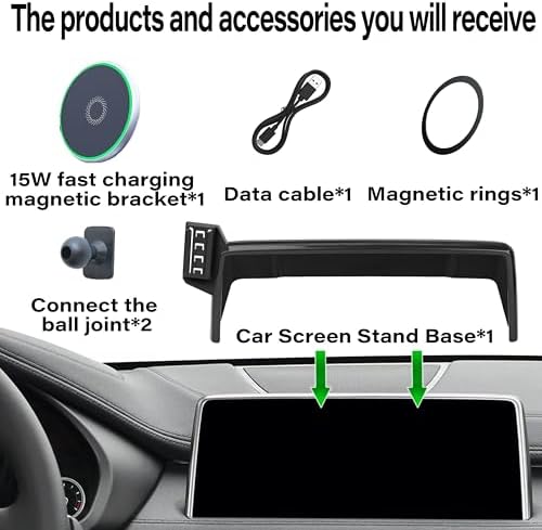 Car Phone Holder for 2024 2025 BMW The X5/X6/2023-2025 X7 Accessories Apply to 14.9 Inch Screen 15W Fast Wireless Charger Screen Fixed Clip Cell Phone Mount Hands-Free 360 Degree Rotation – Enhanced Compatibility and Speed