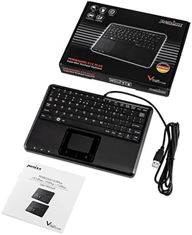 Compact USB Touchpad Keyboard – Perixx PERIBOARD-510 H Plus with X Type Scissor Keys, Dual USB Hubs, and Sleek Black Design for Enhanced Productivity in Limited Spaces – Perfect for Home Office, Travel, and Seamless Connectivity