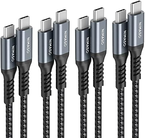 NIMASO Ultimate USB C to C Cable 4 Pack – Versatile Charging Solutions with 10 ft, 6.6 ft, 3.3 ft, and 1 ft Lengths for i Phone 15, i Pad Pro, Mac Book, Samsung Galaxy S23, and Nintendo Switch – Fast Charging & High-Speed Data Transfer for Seamless Device Connectivity