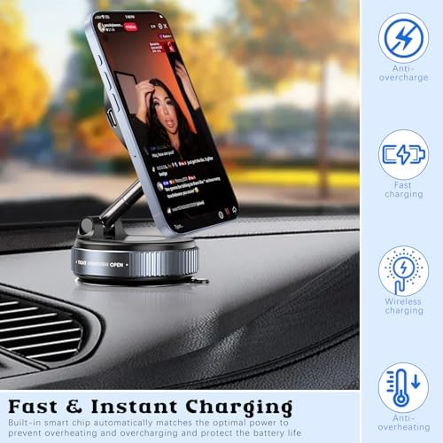 Ultimate 360° Magnetic Phone Holder: Versatile Suction Cup Car Mount for Hands-Free Convenience in Vehicles, Gyms, and Showers – Effortless Wireless Charging and Unmatched Stability for All Your Needs