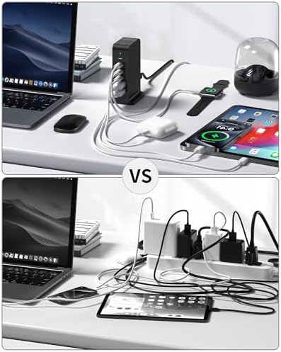 Revolutionary 6-Port USB C Charging Hub – High-Speed Multi-Device Power Station for i Phone 15/14/13/12, i Pad, Samsung Galaxy, and Google Pixel – Compact Travel Charger with Advanced Safety Features – Ultimate Solution for Efficient Charging at Home, Office, and On-the-Go