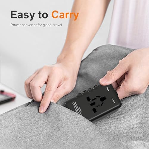 Global Voltage Converter & Universal Travel Adapter – Effortlessly Transform 220 V to 110 V for Safe Use of US Appliances Abroad with Enhanced Durability and Compact Design for High-Wattage Devices like Hair Dryers – Your Essential Travel Companion for Seamless International Power Solutions