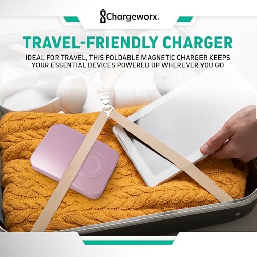 Effortless Charging: 3-in-1 Foldable Wireless Charger Station in Blush Pink – 15 W Fast Charging for i Phone, Samsung, Smartwatches & Headphones – Compact, Portable Design with Magnetic Alignment for Ultimate Convenience and Safety
