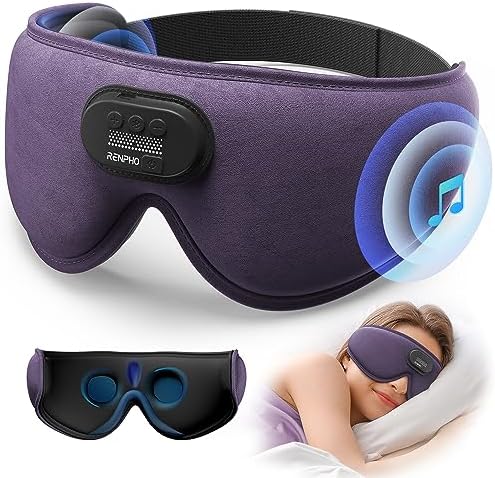 RENPHO Bluetooth Sleep Mask with HD Headphones – Luxurious 3 D Blackout Eye Mask for Side Sleepers, Ultimate Relaxation Gift for Women Seeking Comfort and Sound Serenity