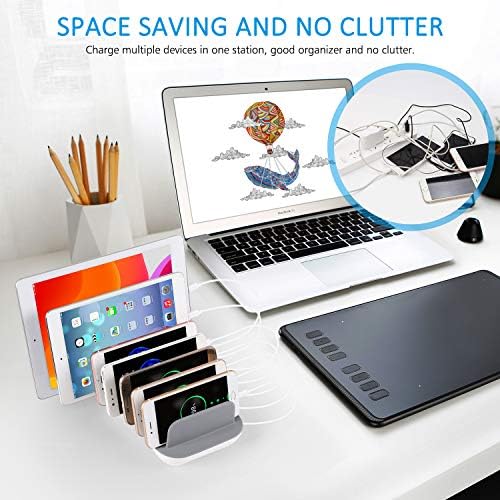 Ultimate 7-Port USB Charging Hub with Integrated Short Cables – High-Speed Power Station for Seamless Charging of Phones, Tablets, and Smartwatches – Streamlined Desktop Organizer for Enhanced Efficiency and Space-Saving Solutions
