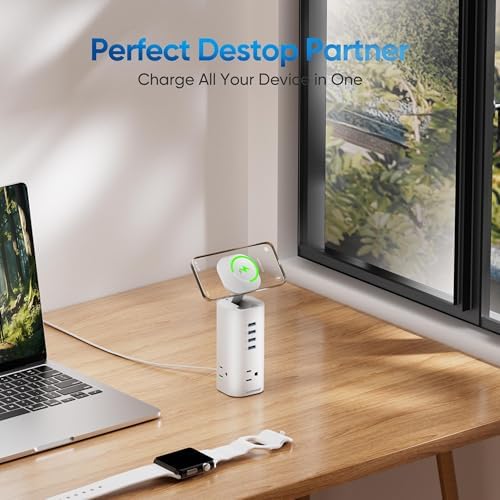 Ten Trend Surge Protector Tower: 160 W Fast Charging Hub with 3 AC Outlets & 8 USB Ports (4 USB-C) – 5 FT Flat Plug Extension for Home Office Efficiency and Device Safety