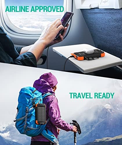 Ultimate BLAVOR Solar Charger Power Bank – 10,000 m Ah Portable Wireless Battery Pack with 20 W Fast Charging, USB-C Compatibility, Solar Panel for Sustainable Energy, and Dual Flashlight for Outdoor Adventures – Essential Gear for Campers and Hikers
