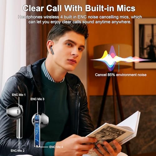 AOTONOK Premium Wireless Earbuds – Superior Hi-Fi Sound with Deep Bass, Advanced 4-Microphone ENC for Noise Isolation, IPX7 Waterproof Design, Up to 40 Hours Playtime with Fast Charge – Ideal Bluetooth Headphones for Active Lifestyles and Audio Enthusiasts
