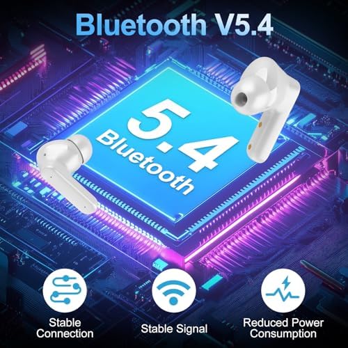 Elevate Your Sound Journey with Touch Screen Wireless Earbuds – Bluetooth 5.4 Technology Ensures Lightning-Fast Connectivity, 40-Hour Playtime for All-Day Listening, and Rich Deep Bass for Unmatched Audio Quality – Experience Crystal-Clear Conversations with Advanced Active Noise Cancelling – Ideal for i OS and Android Users in Sleek Black Design