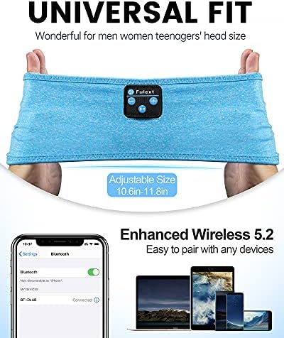 Fulext Bluetooth Sleep Headphones Headband – Ultimate Comfort for Side Sleepers, Thin HD Stereo Sound Quality – Ideal for Insomnia Relief and Travel Convenience – Perfect Gift for Men and Women – Enhanced Compatibility, Long-Lasting Battery Life for All Night Relaxation