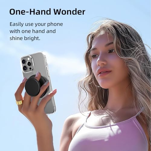 AUROX Magnetic Phone Grip for i Phone 12-16 Series – Transparent White Expandable Holder with Adjustable Kickstand for Secure, Hands-Free Viewing – Ultimate Comfort and Style in Mobile Accessories