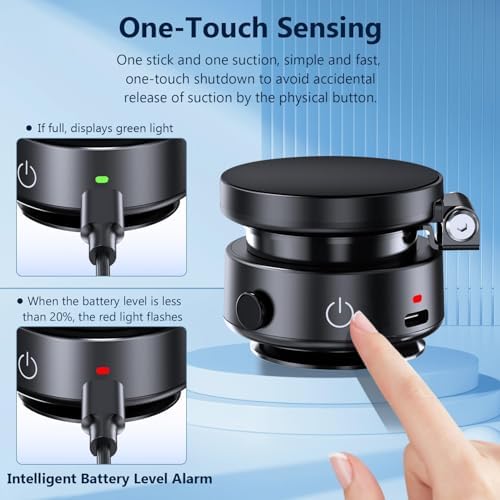 Vacuum Magnetic Phone Holder for Car, Electric Vacuum Suction Magnetic Car Phone Mount, 360 Degree Rotation Cell Phone Holder, Adjustable Vacuum Magnetic Phone Stand for Smooth Surface – Enhanced Compatibility and Speed