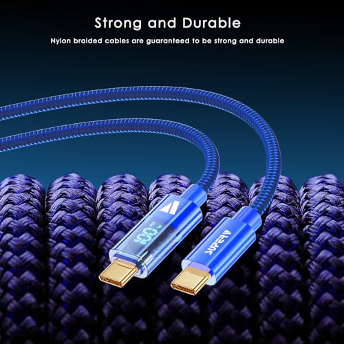 SUPERV 6.6 ft Type C Fast Charging Cable – Premium Nylon Braided USB C Charger with 100 W Power Delivery, High-Speed 480 Mbps Data Transfer, and LED Charging Status Indicator – Ideal for Laptops, Smartphones, and Tablets