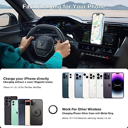 OHLPRO Mag Safe Car Mount Wireless Charger – 15 W Fast Charging Magnetic Phone Holder for i Phone 12-16 Series with Versatile Air Vent and Dashboard Installation – Enhanced Compatibility for On-the-Go Convenience and Safety