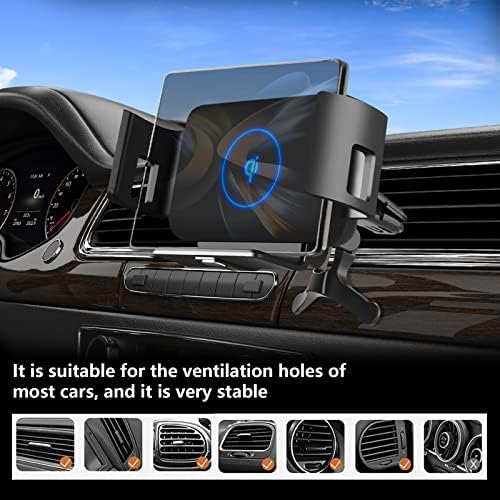15 W Fast Wireless Car Charger Mount for Galaxy Z Fold Series, i Phone 15/14/13 Pro Max, and Google Pixel 6 Pro – Ultimate Smartphone Holder with 360° Rotation, Adjustable Arms, and Rapid Charging Technology for Enhanced On-the-Go Convenience